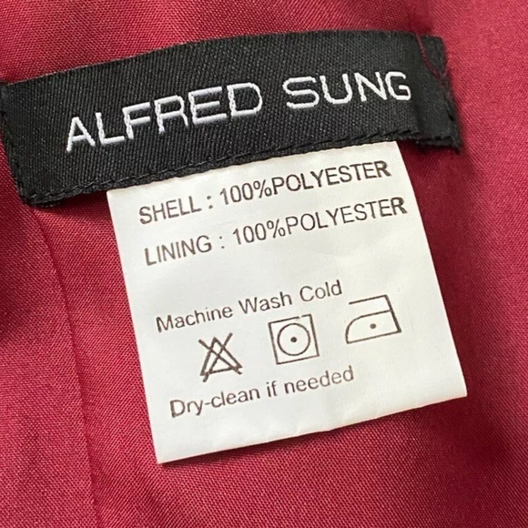 ALFRED SUNG Cocktail Dress Burgundy Satin Twill V Neck D777 $200 Sz 14 Pockets! - Picture 10 of 11